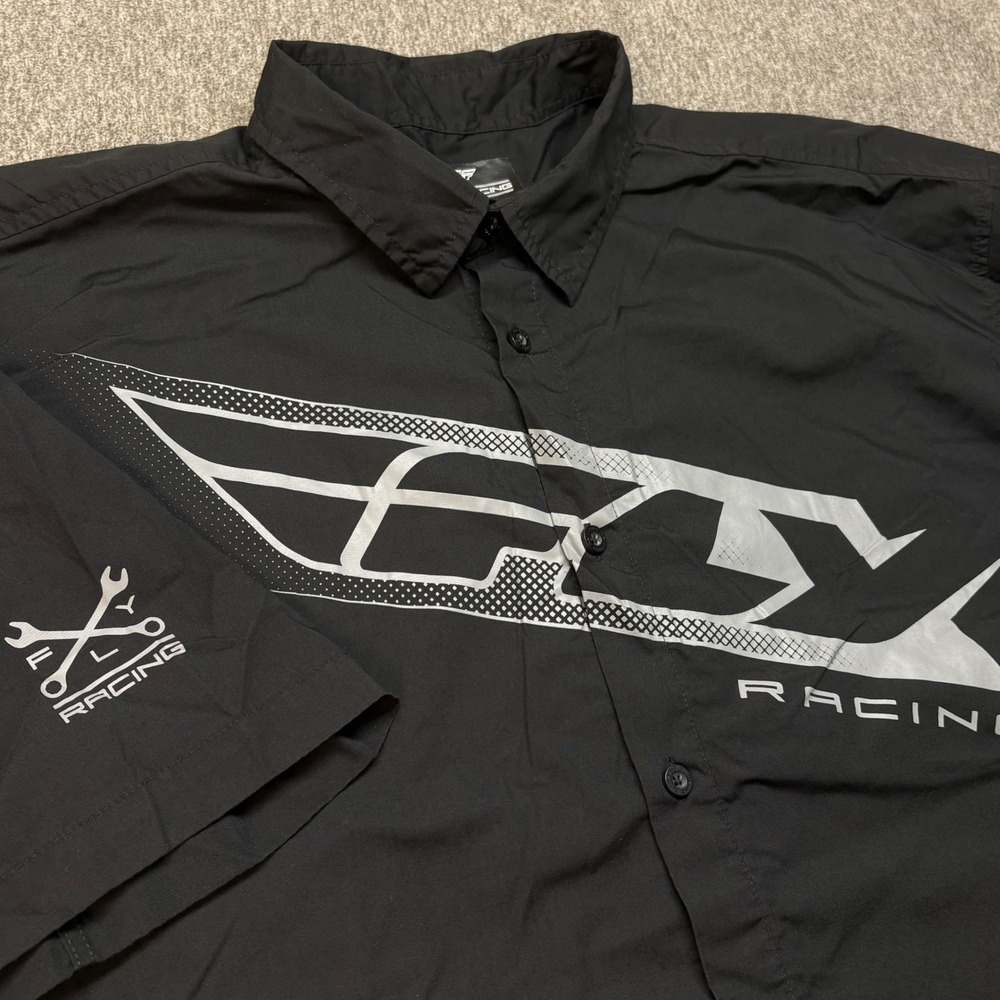 Fly Racing Mens Pit Crew Shirt‎ 3XL Black Short Sleeve Button Down Shirt